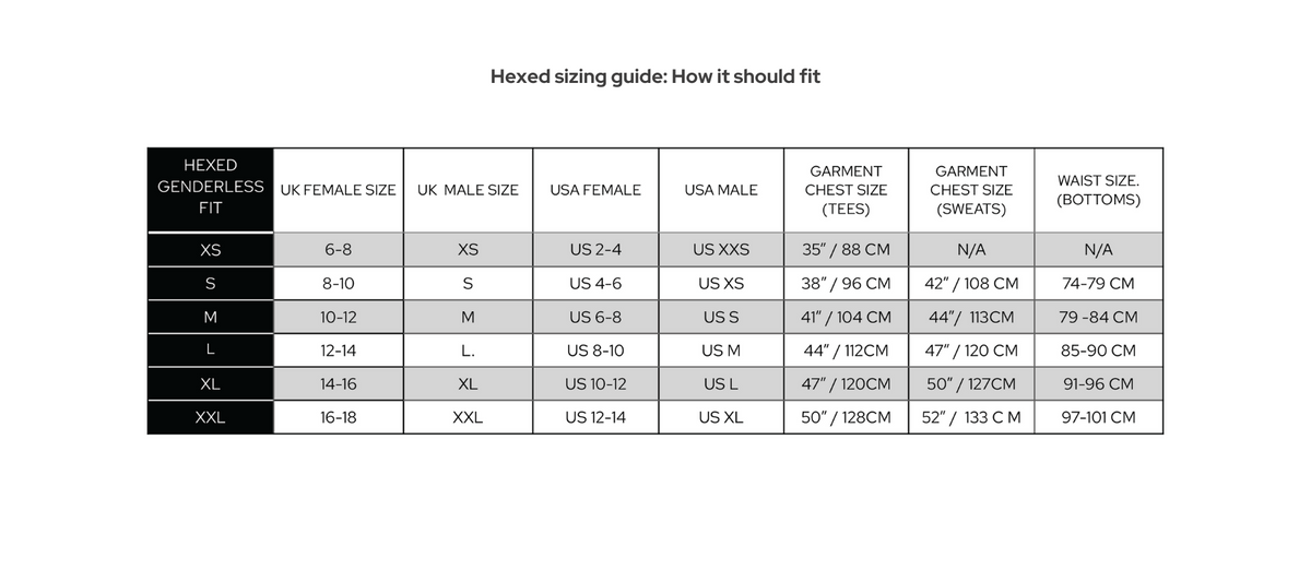 Size Guide – Hexed Fashion
